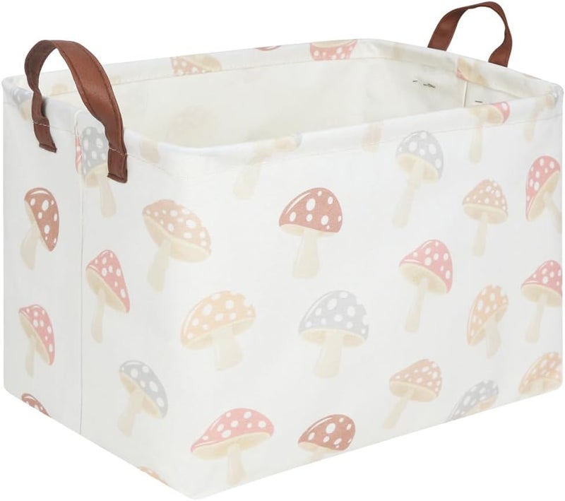 FXOCSHE Rectangular Baby Laundry Basket,Mushroom Basket,Collapsible Waterproof Kids Toys Storage box,kids gift hamper,Toy Bins,Baby Room Decor(Mushroom) - Image 1